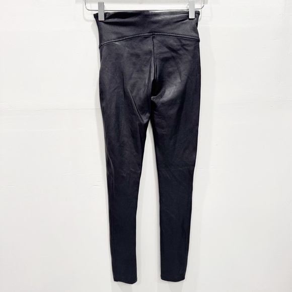 Spanx Black Shiny Faux Leather Leggings Small - Picture 3 of 7